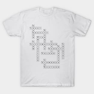 (1980DE) Crossword pattern with words from a famous 1980 science fiction book. T-Shirt